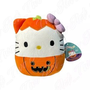Hello Kitty Halloween 8” Squishmallow Plush Jack-O-Lantern Pumpkin NEW